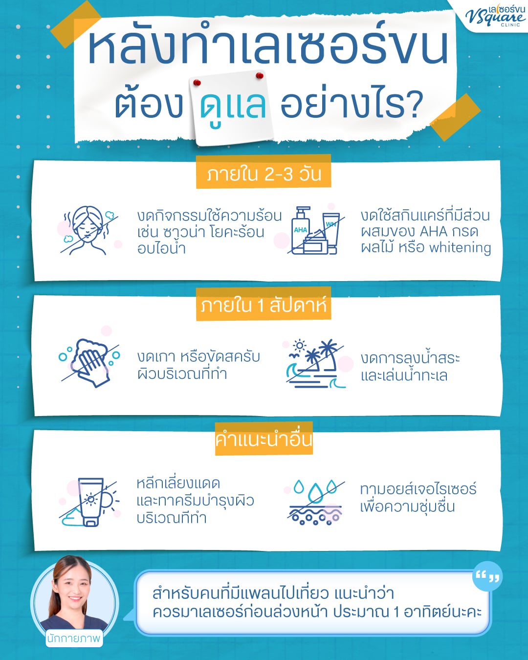 วิธีดูแลตัวเองหลังเลเซอร์ขน