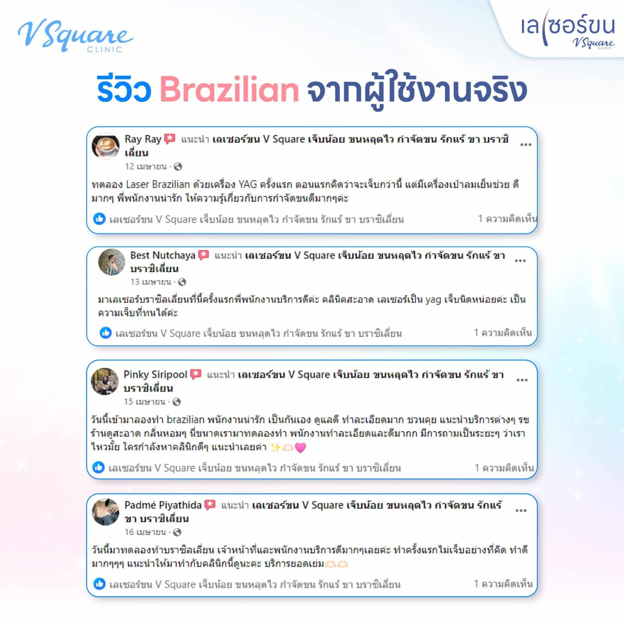 รีวิวเลเซอร์ขน V Square Clinic