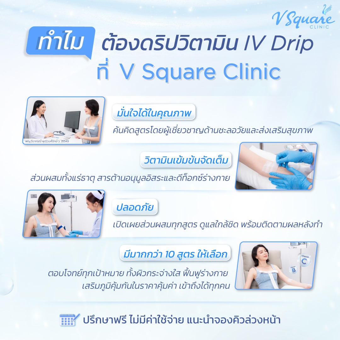 ดริปวิตามินผิวที่ V Square Clnicโดย พญ.วีราภรณ์ พุฒิวงค์รักษ์