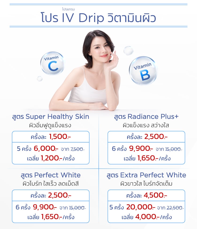 โปร Iv Drip วิตามินผิวขาวใสผิวนุ่ม