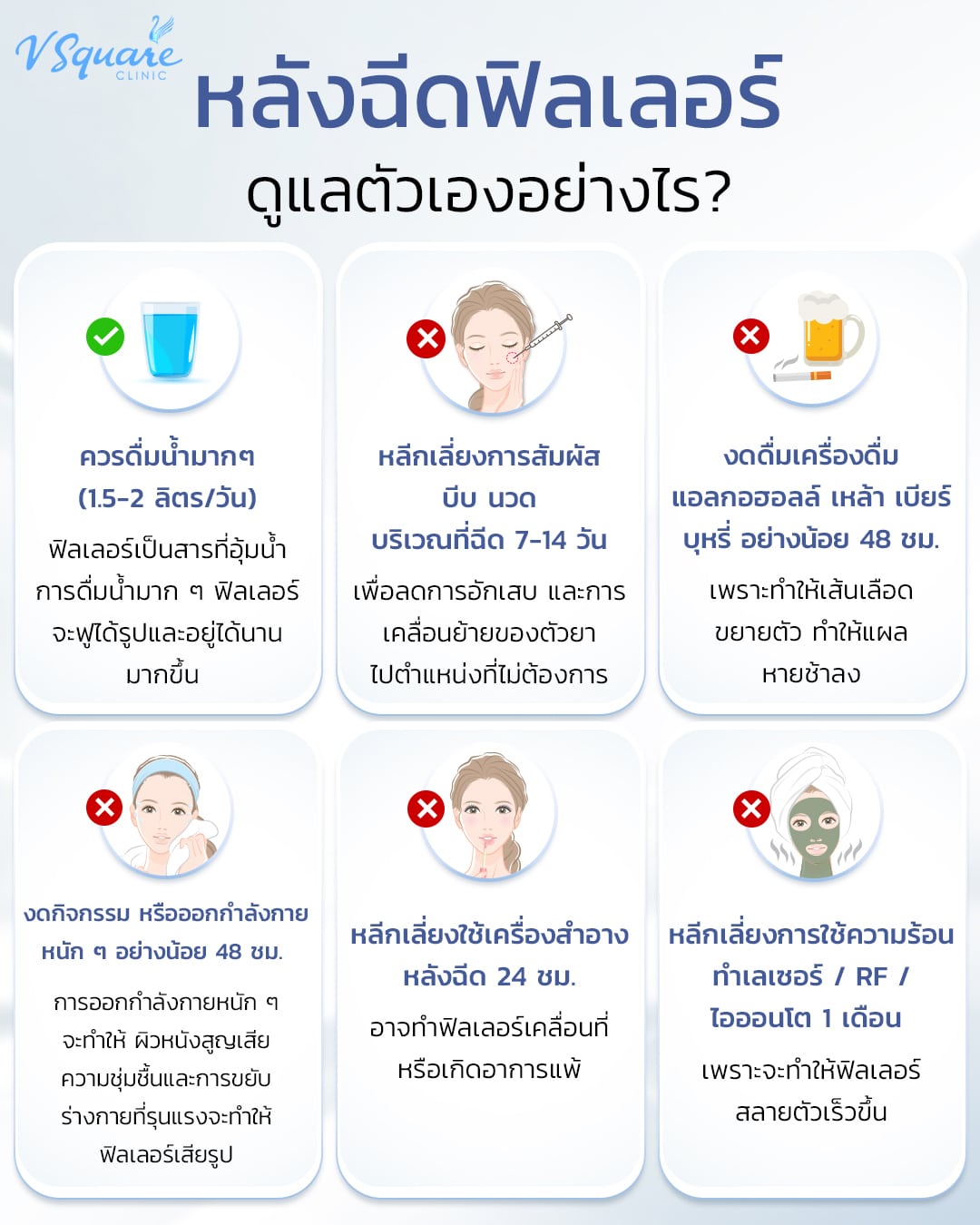 วิธีดูแลตัวเองหลังฉีดฟิลเลอร์